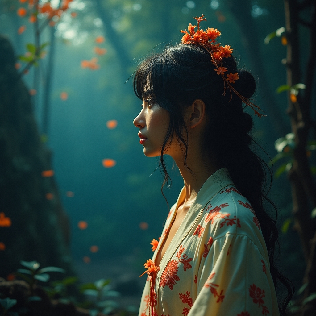Girl On Kimono